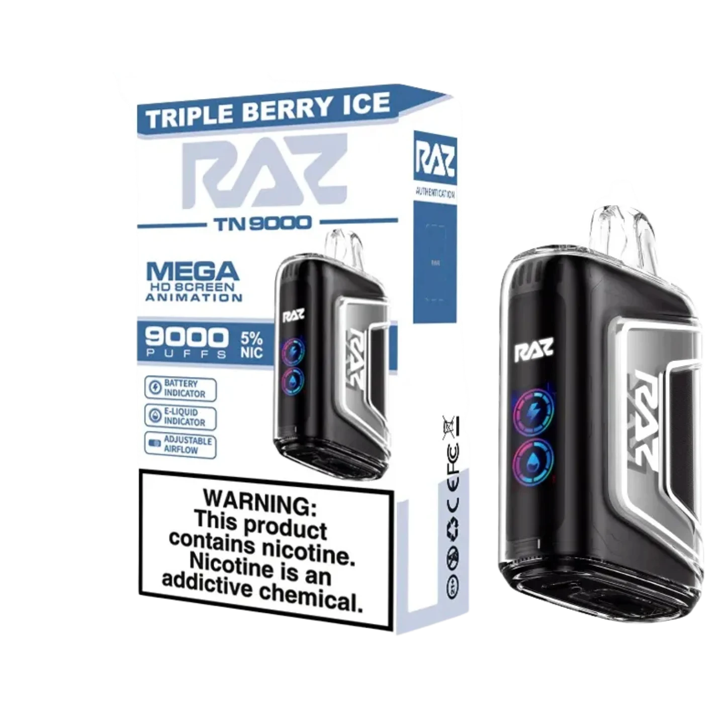 Raz TN 9000 Puffs Tripple Berry Ice